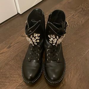 Kurt Geiger embellished leather combat boots size 7